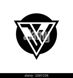 JJ logo with negative space triangle and circle shape design template isolated on white background Stock Vector