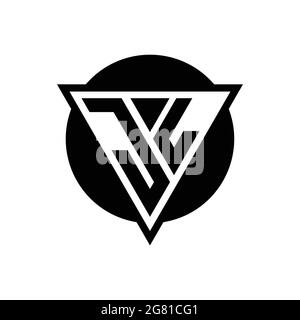 JL logo with negative space triangle and circle shape design template isolated on white background Stock Vector