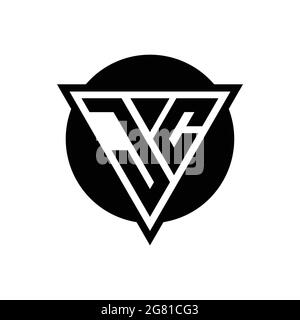 JC logo with negative space triangle and circle shape design template isolated on white background Stock Vector