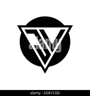 JV logo with negative space triangle and circle shape design template isolated on white background Stock Vector