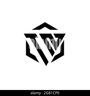 TN logo with negative space triangle and circle shape design template isolated on white background Stock Vector