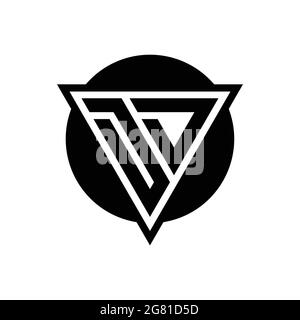 DD logo with negative space triangle and circle shape design template isolated on white background Stock Vector