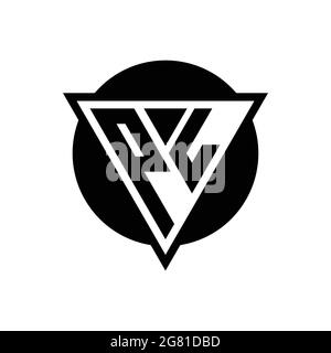 PL logo with negative space triangle and circle shape design template isolated on white background Stock Vector
