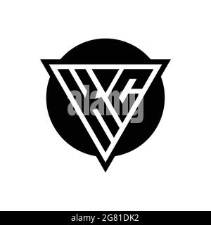 KC logo with negative space triangle and circle shape design template isolated on white background Stock Vector