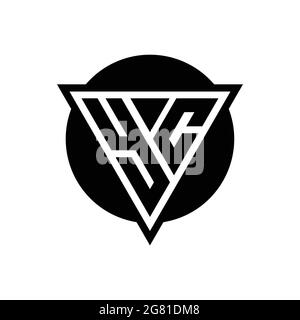 YC logo with negative space triangle and circle shape design template isolated on white background Stock Vector