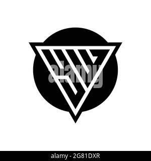YW logo with negative space triangle and circle shape design template isolated on white background Stock Vector