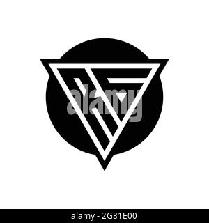 RG logo with negative space triangle and circle shape design template isolated on white background Stock Vector