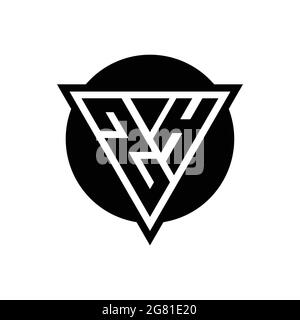 ZH logo with negative space triangle and circle shape design template isolated on white background Stock Vector
