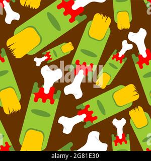 Zombie finger pattern seamless. Green finger and bone background. Stock Vector