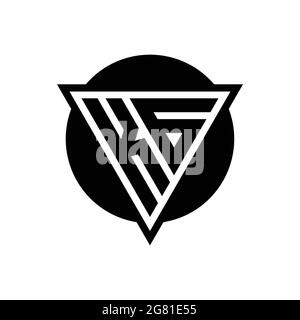 KG logo with negative space triangle and circle shape design template isolated on white background Stock Vector