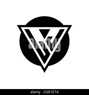 LJ logo with negative space triangle and circle shape design template isolated on white background Stock Vector