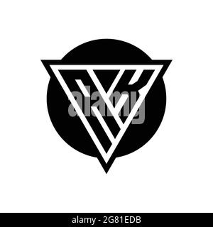 AK logo with negative space triangle and circle shape design template isolated on white background Stock Vector