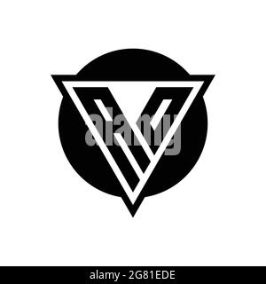 AO logo with negative space triangle and circle shape design template isolated on white background Stock Vector