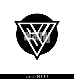 SU logo with negative space triangle and circle shape design template isolated on white background Stock Vector