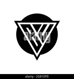 BU logo with negative space triangle and circle shape design template isolated on white background Stock Vector