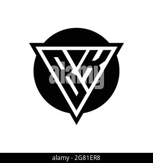 BK logo with negative space triangle and circle shape design template isolated on white background Stock Vector