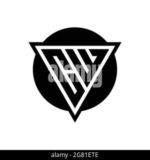CW logo with negative space triangle and circle shape design template isolated on white background Stock Vector