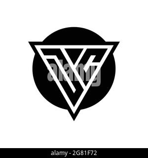 DC logo with negative space triangle and circle shape design template isolated on white background Stock Vector