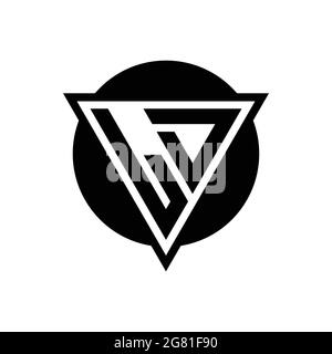 LD logo with negative space triangle and circle shape design template isolated on white background Stock Vector