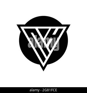 NH logo with negative space triangle and circle shape design template isolated on white background Stock Vector