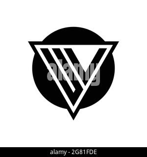 UV logo with negative space triangle and circle shape design template isolated on white background Stock Vector