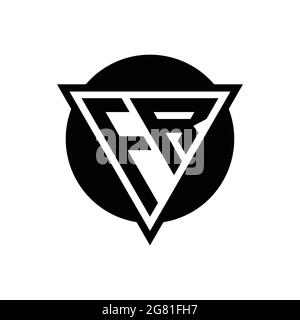 FR logo with negative space triangle and circle shape design template isolated on white background Stock Vector