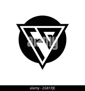 FQ logo with negative space triangle and circle shape design template isolated on white background Stock Vector