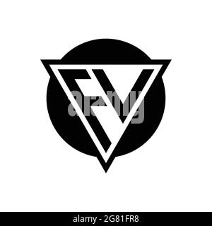 FV logo with negative space triangle and circle shape design template isolated on white background Stock Vector