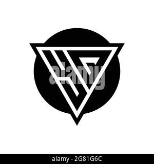 YQ logo with negative space triangle and circle shape design template isolated on white background Stock Vector
