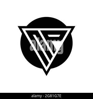 NP logo with negative space triangle and circle shape design template isolated on white background Stock Vector