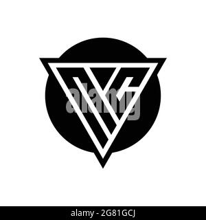 NC logo with negative space triangle and circle shape design template isolated on white background Stock Vector
