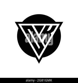 OK logo with negative space triangle and circle shape design template isolated on white background Stock Vector