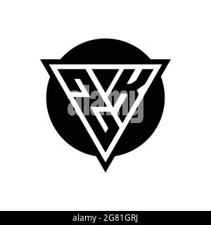 ZK logo with negative space triangle and circle shape design template isolated on white background Stock Vector