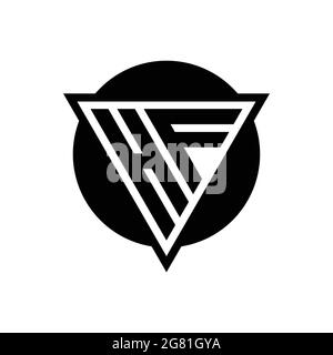 HF logo with negative space triangle and circle shape design template isolated on white background Stock Vector