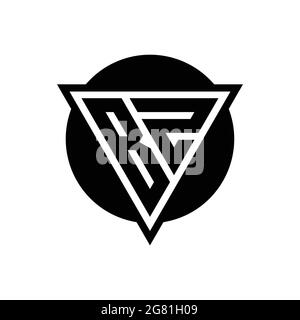 BZ logo with negative space triangle and circle shape design template isolated on white background Stock Vector