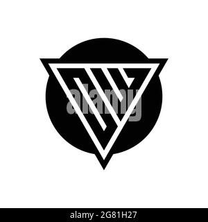 OW logo with negative space triangle and circle shape design template isolated on white background Stock Vector
