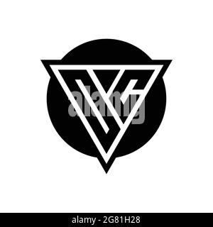 OC logo with negative space triangle and circle shape design template isolated on white background Stock Vector