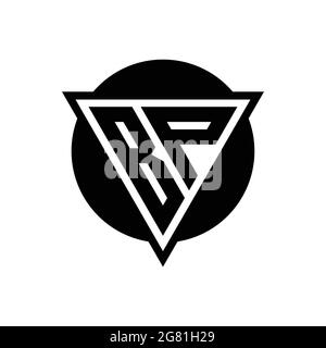BP logo with negative space triangle and circle shape design template isolated on white background Stock Vector