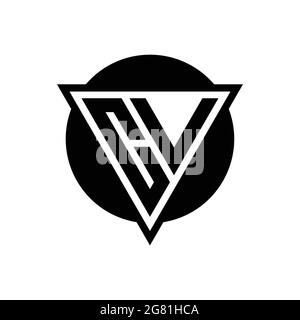 CV logo with negative space triangle and circle shape design template isolated on white background Stock Vector
