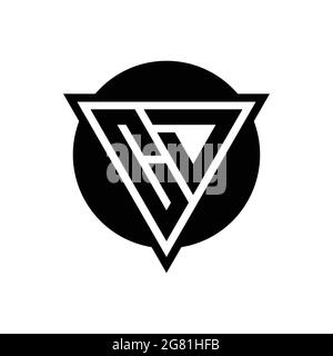 CD logo with negative space triangle and circle shape design template isolated on white background Stock Vector