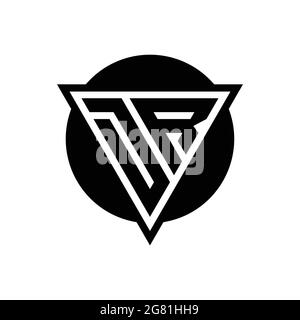 DR logo with negative space triangle and circle shape design template isolated on white background Stock Vector