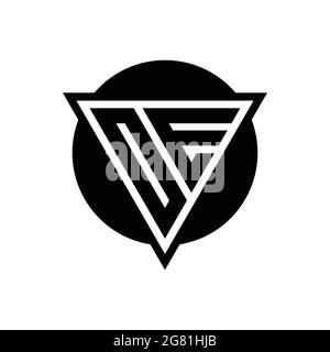 OE logo with negative space triangle and circle shape design template isolated on white background Stock Vector