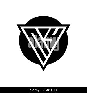NY logo with negative space triangle and circle shape design template isolated on white background Stock Vector