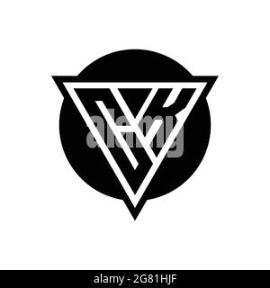 CK logo with negative space triangle and circle shape design template isolated on white background Stock Vector
