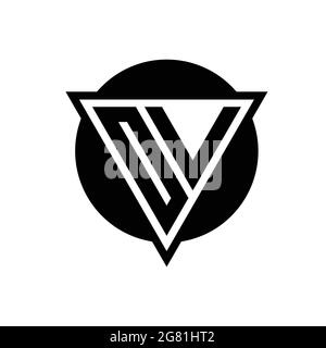 OV logo with negative space triangle and circle shape design template isolated on white background Stock Vector