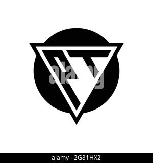 PT logo with negative space triangle and circle shape design template isolated on white background Stock Vector
