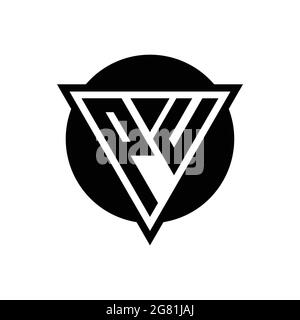 PU logo with negative space triangle and circle shape design template isolated on white background Stock Vector