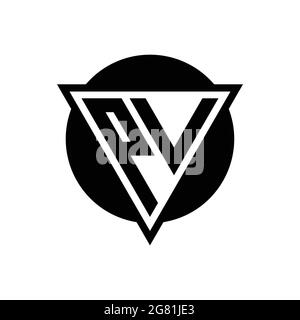 PV logo with negative space triangle and circle shape design template isolated on white background Stock Vector