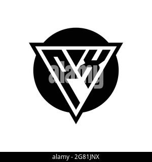 PX logo with negative space triangle and circle shape design template isolated on white background Stock Vector