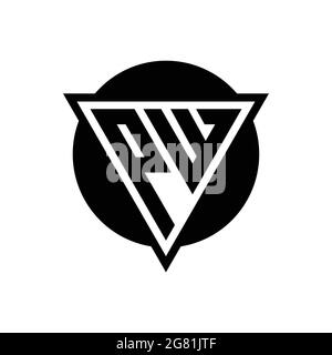 PW logo with negative space triangle and circle shape design template isolated on white background Stock Vector